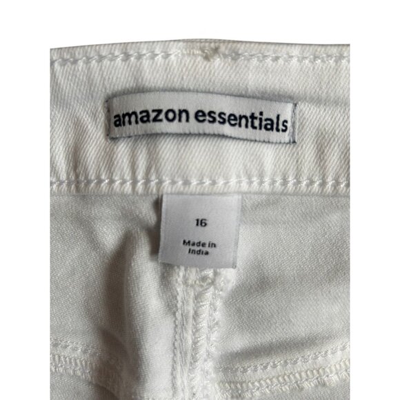 Amazon Essentials Classic 5-Pocket Denim Skirt White Stretch Above Knee Size 16 - Picture 4 of 10